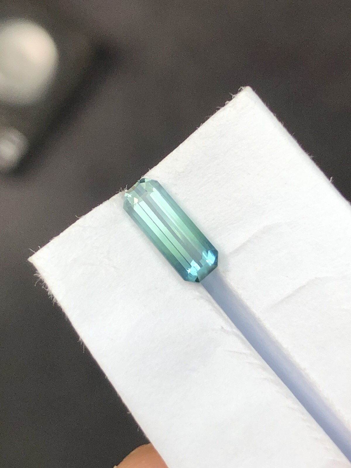 Seafoam Tourmaline Emerald Cut From Afghanistan Bi color zone