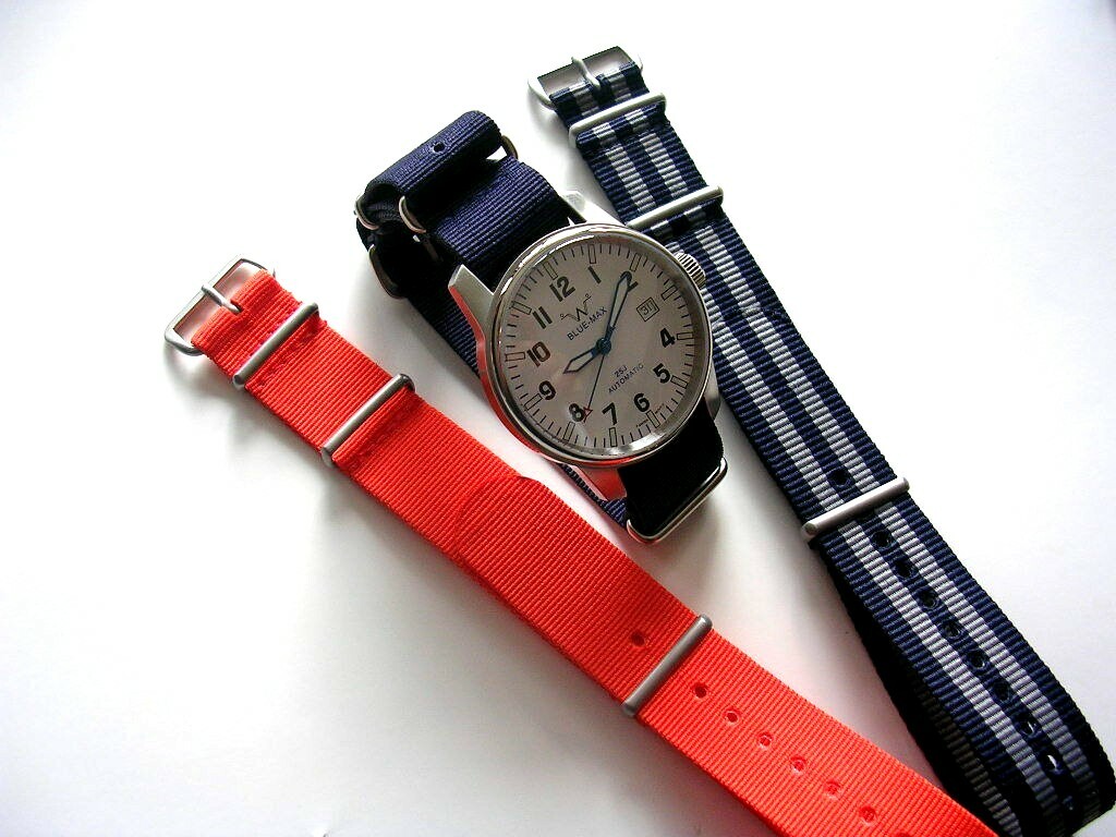 Blue-Grey NATO G10 Prem nylon watchband strap 2 pak Bond IW SUISSE 18 20 22 24mm