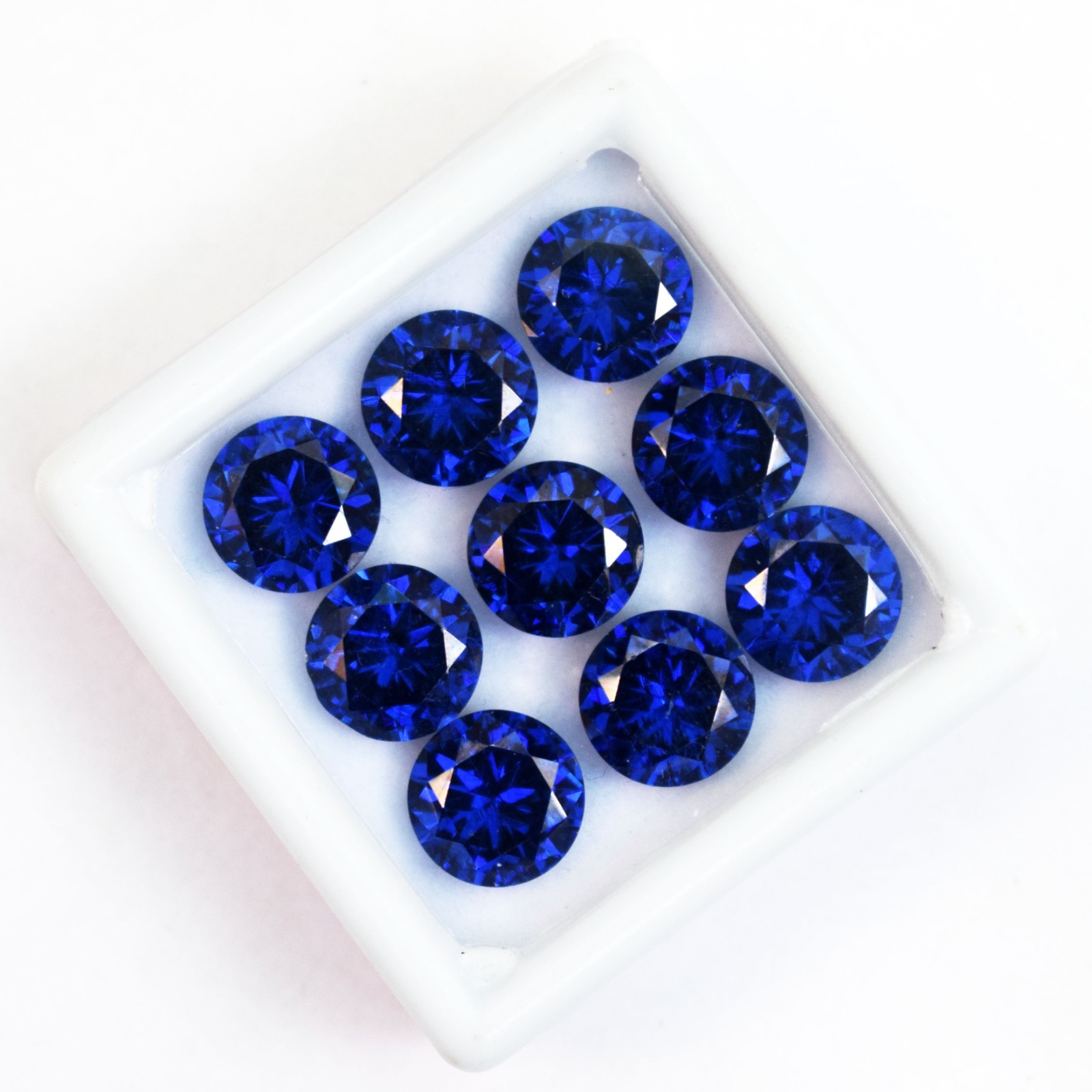 40 CT Flawless Royal Blue Sapphire Round Cut Certified Loose Gemstone 9 Pcs Lot