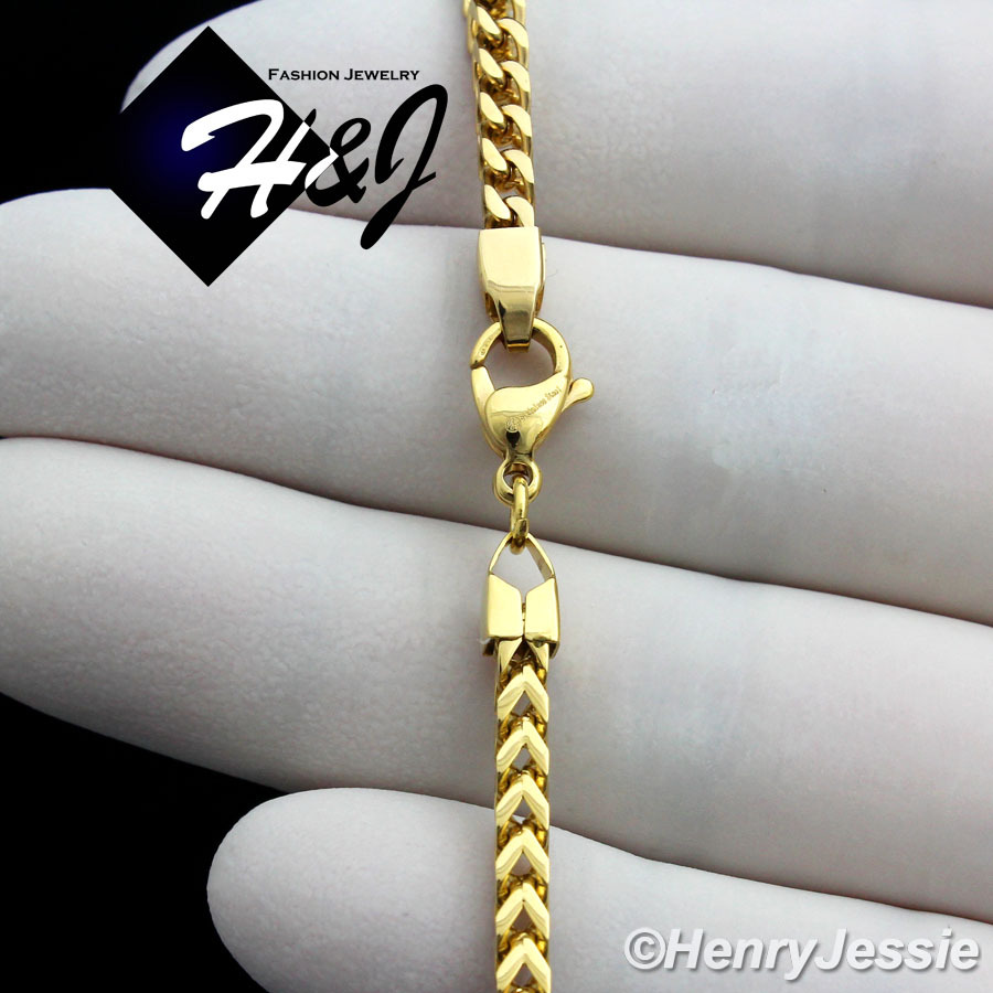 24″MEN Stainless Steel 2mm Gold Plated Franco Cuban Curb Box Chain Necklace*N150