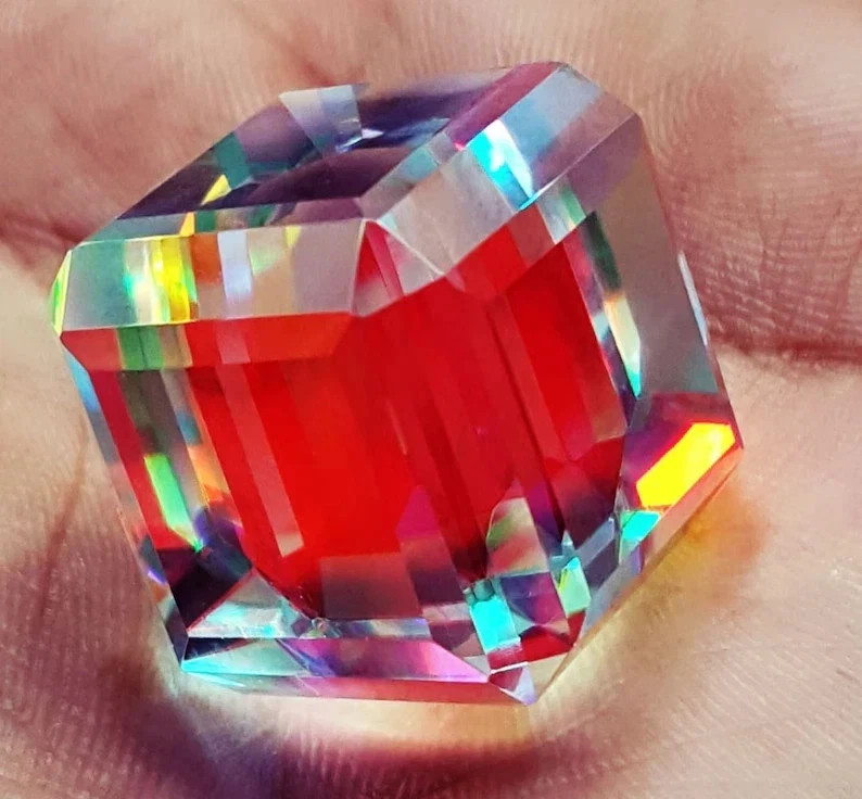 101 CT Rainbow Color Mystic Topaz Cube Cut Stunning Certified Loose Gemstone