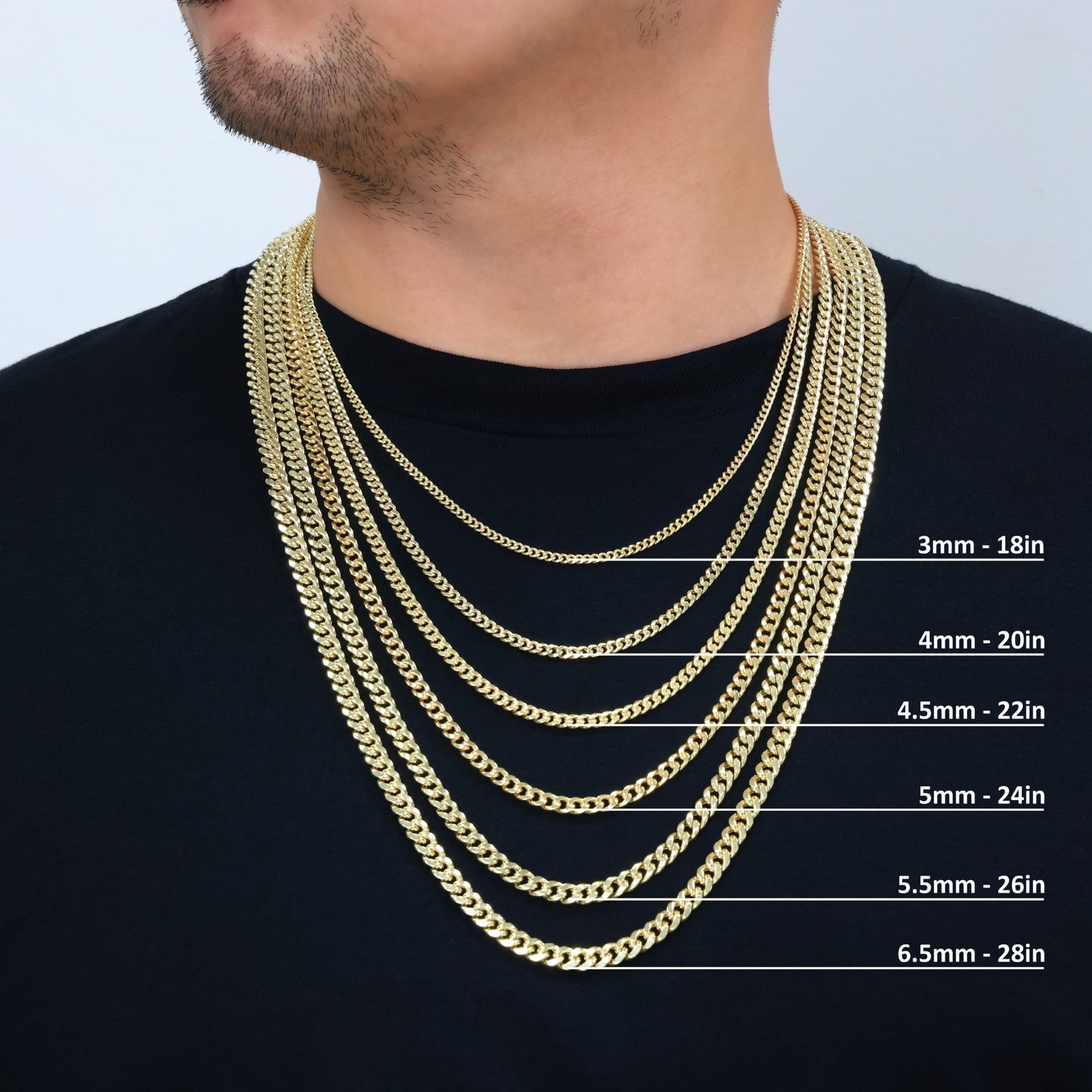 14K Yellow Gold 3mm-12.5mm Real Miami Cuban Link Necklace Chain Bracelet, 7″-30″