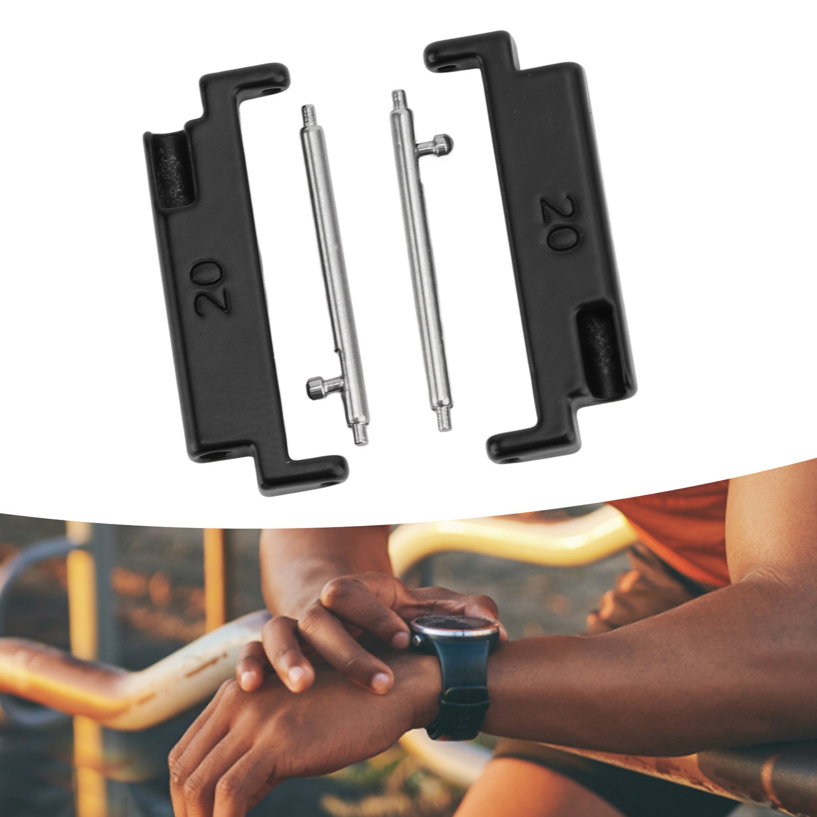 Black A Pair 1 Pair Metal Watch Band Adapter 20 To 22mm Watch Strap Connect N