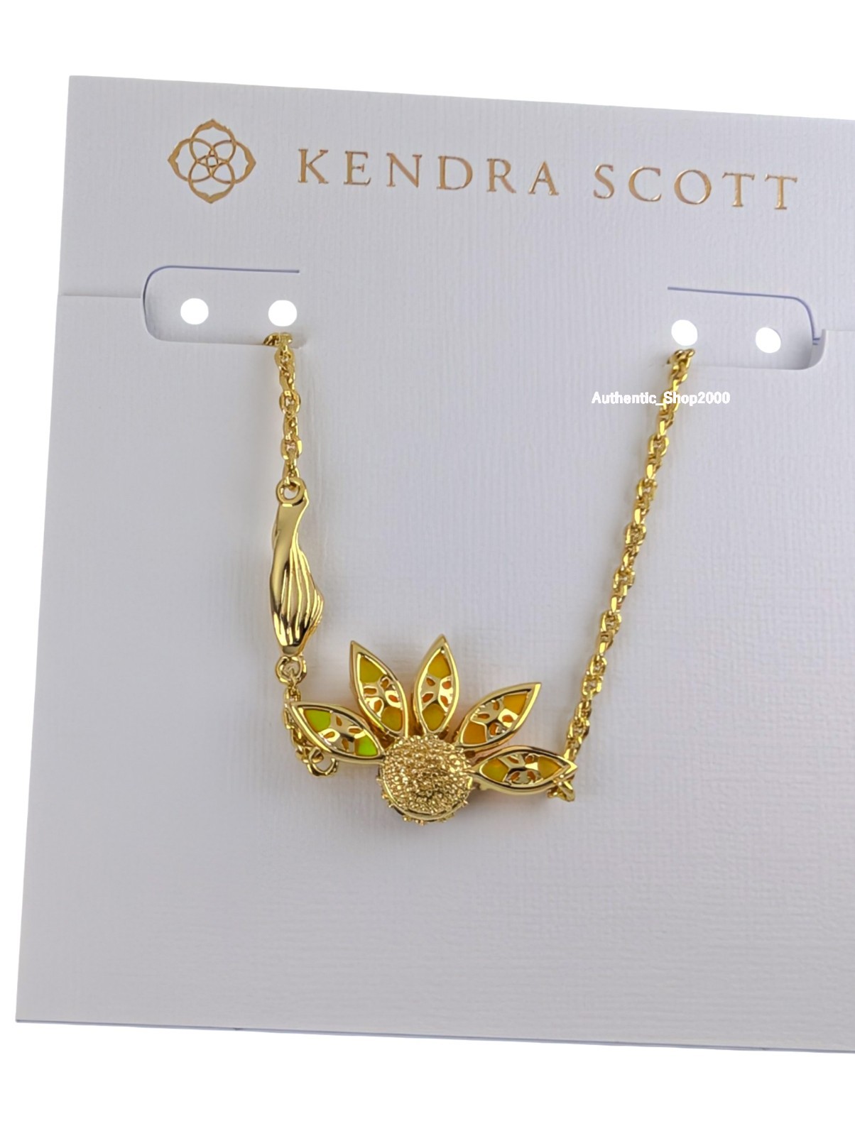 NEW 100% Authentic KENDRA SCOTT Yellow Opalescent Anya Flower Pendant Necklace
