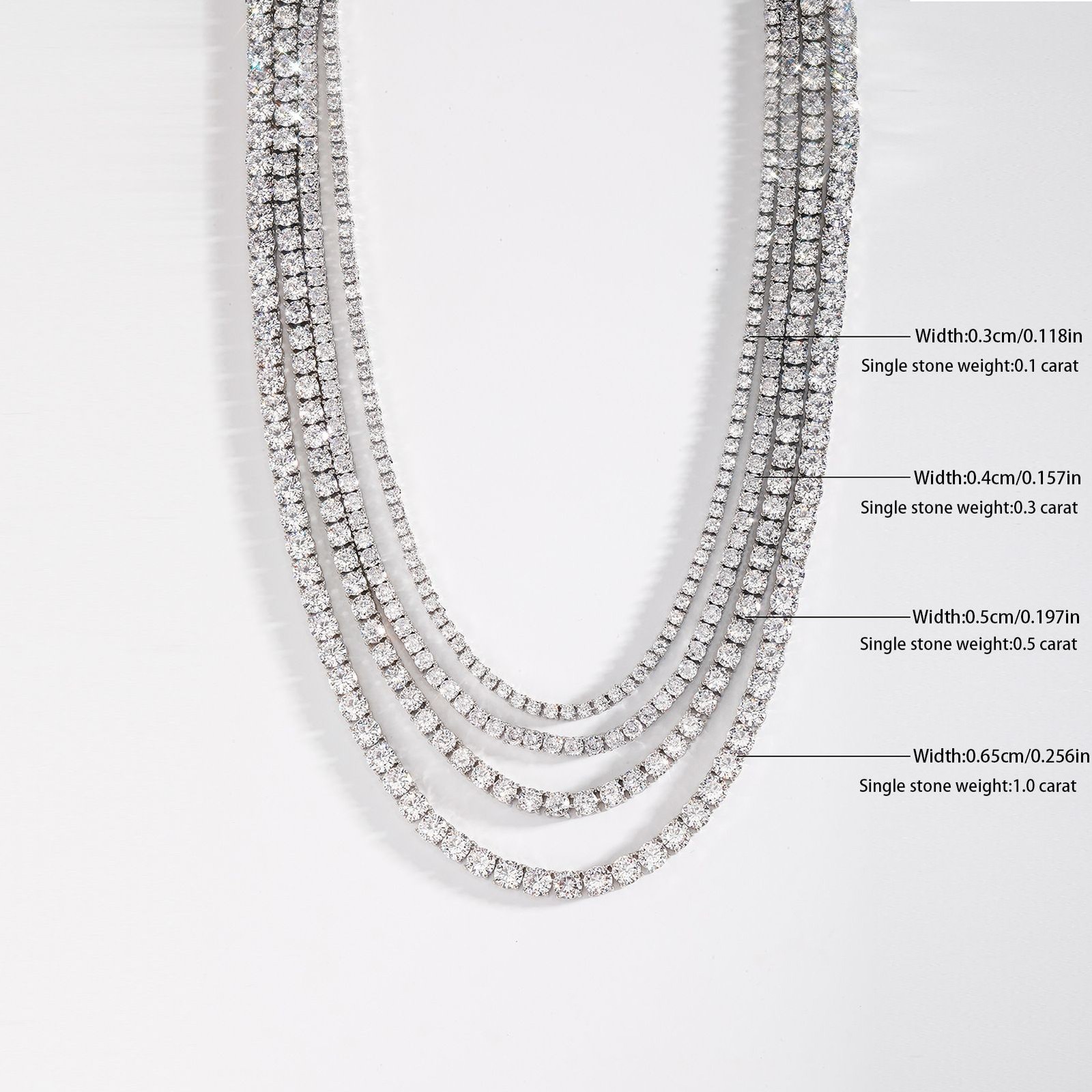 3MM REAL MOISSANITE Silver Tennis Chain Necklace – VVS D Color – Passes Tester
