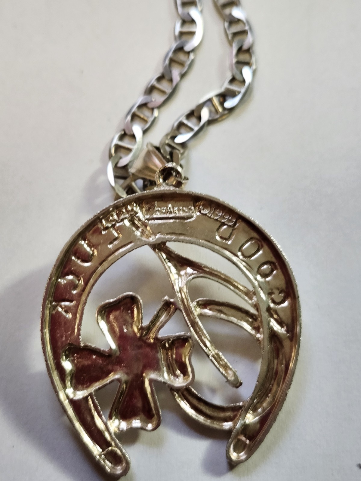 Mens Sterling Silver Pendant And Anchor Chain 43.8 Grams 1990s 22.5 Inch Chain
