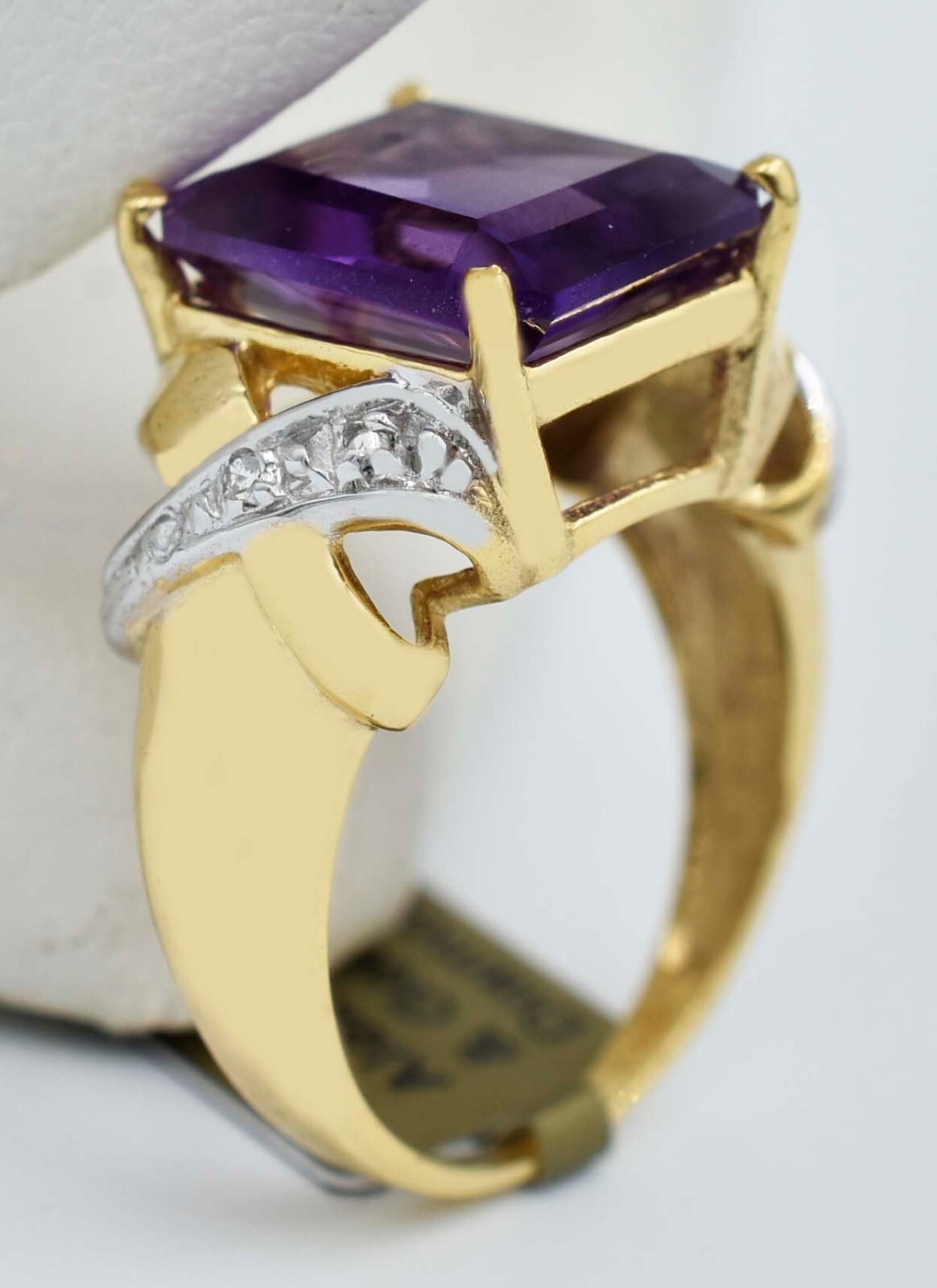 GENUINE 6.48 Cts AMETHYST & DIAMONDS RING 10K GOLD – Free Appraisal Service -NWT