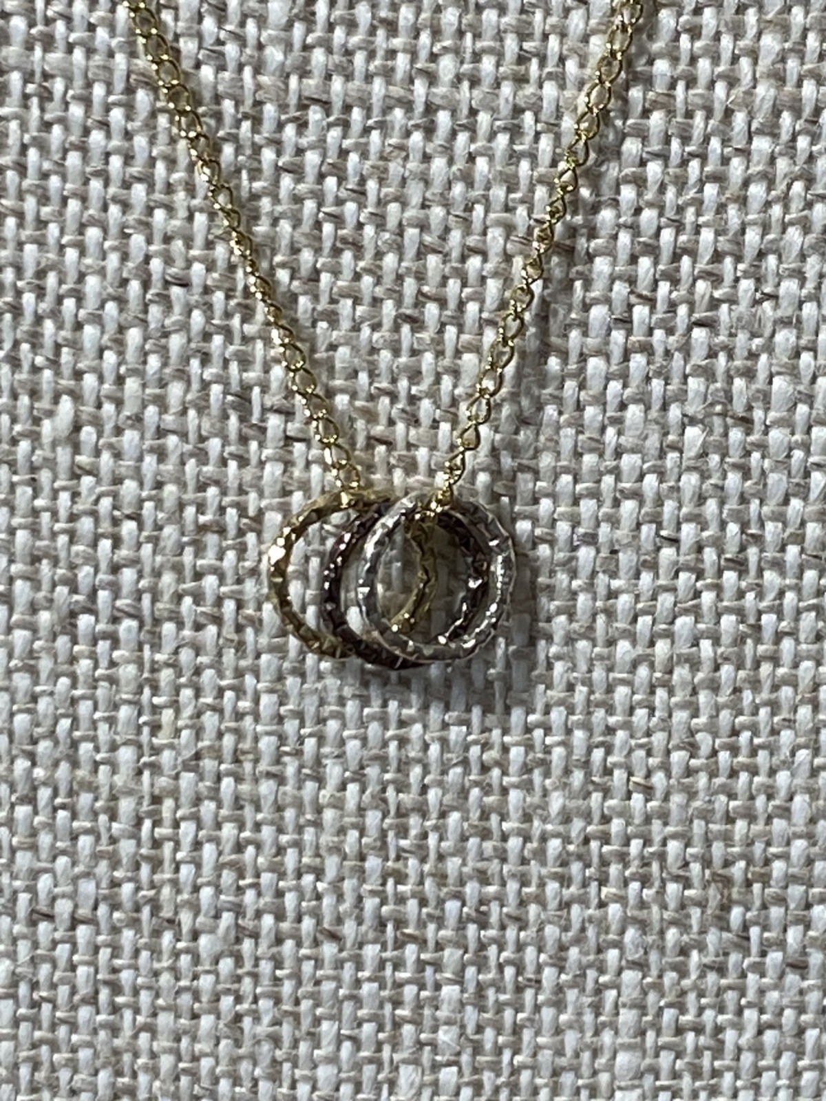 VTG 14K Gold Filled Tri Color Rings on Chain 1/20 14K GF, Necklace, 18″, NOS