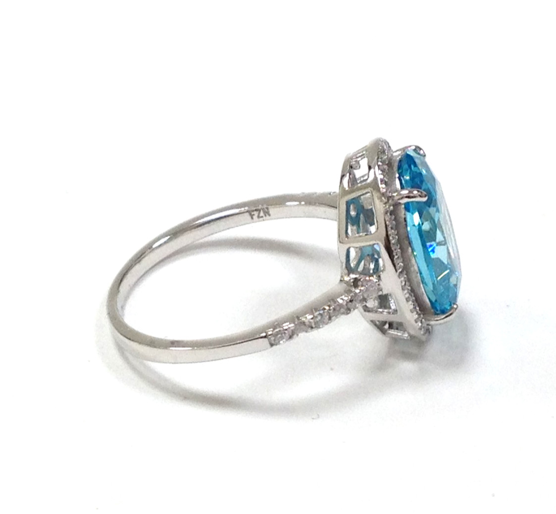FZN Fuzion Creations 925 Sterling Silver Oval Blue Stone Ring Sz 10.75 Jewelry