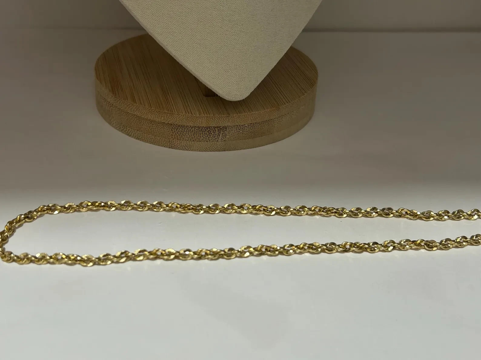 Japanese K18 Polished Double Twist Chain Necklace Solid 18K Gold Collar Necklace