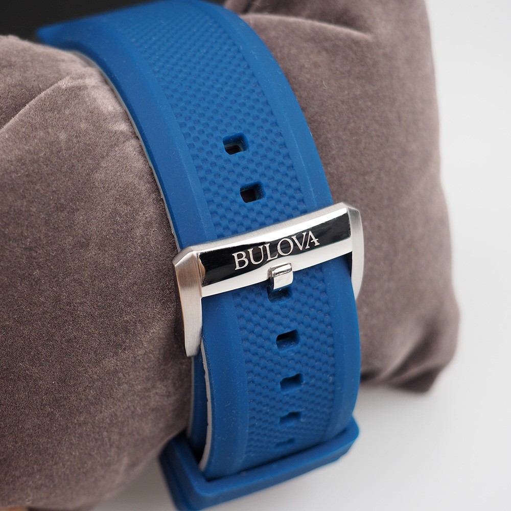 Bulova 98A303 Marine Star Blue Dial Rubber Strap Men’s Automatic Watch 44 mm