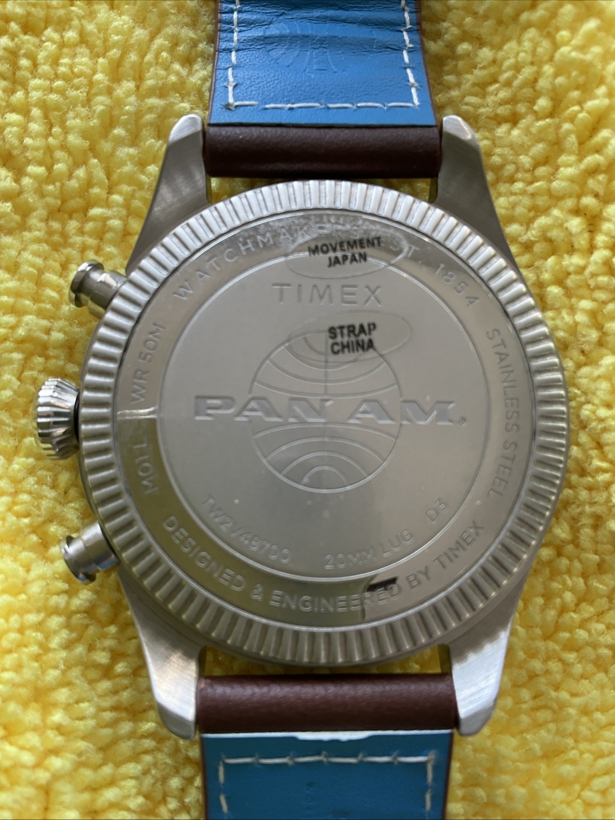 MINT Timex Pan Am 42mm Leather Strap Watch TWG030000 USA SELLER