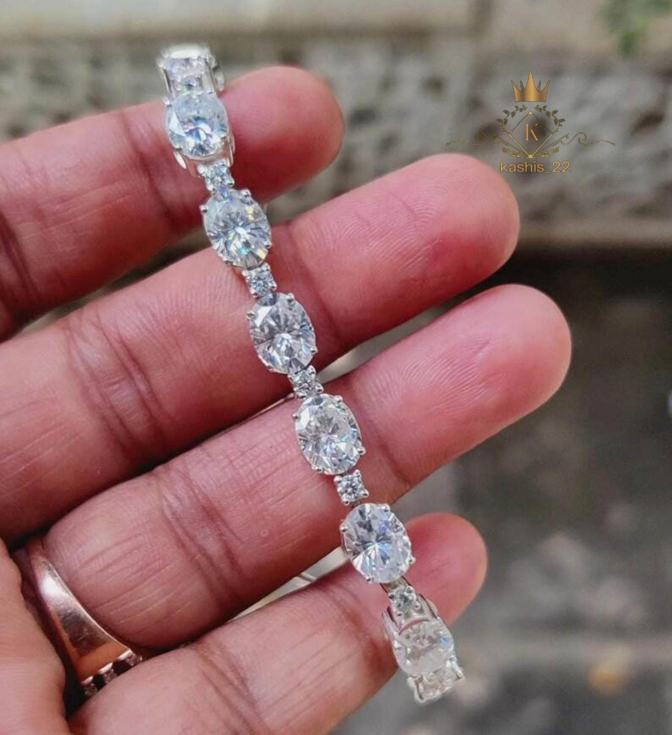 7′ Inch Long Tennis Wedding Bracelet Solid 14K White Gold Oval & Round Cut 7 CT