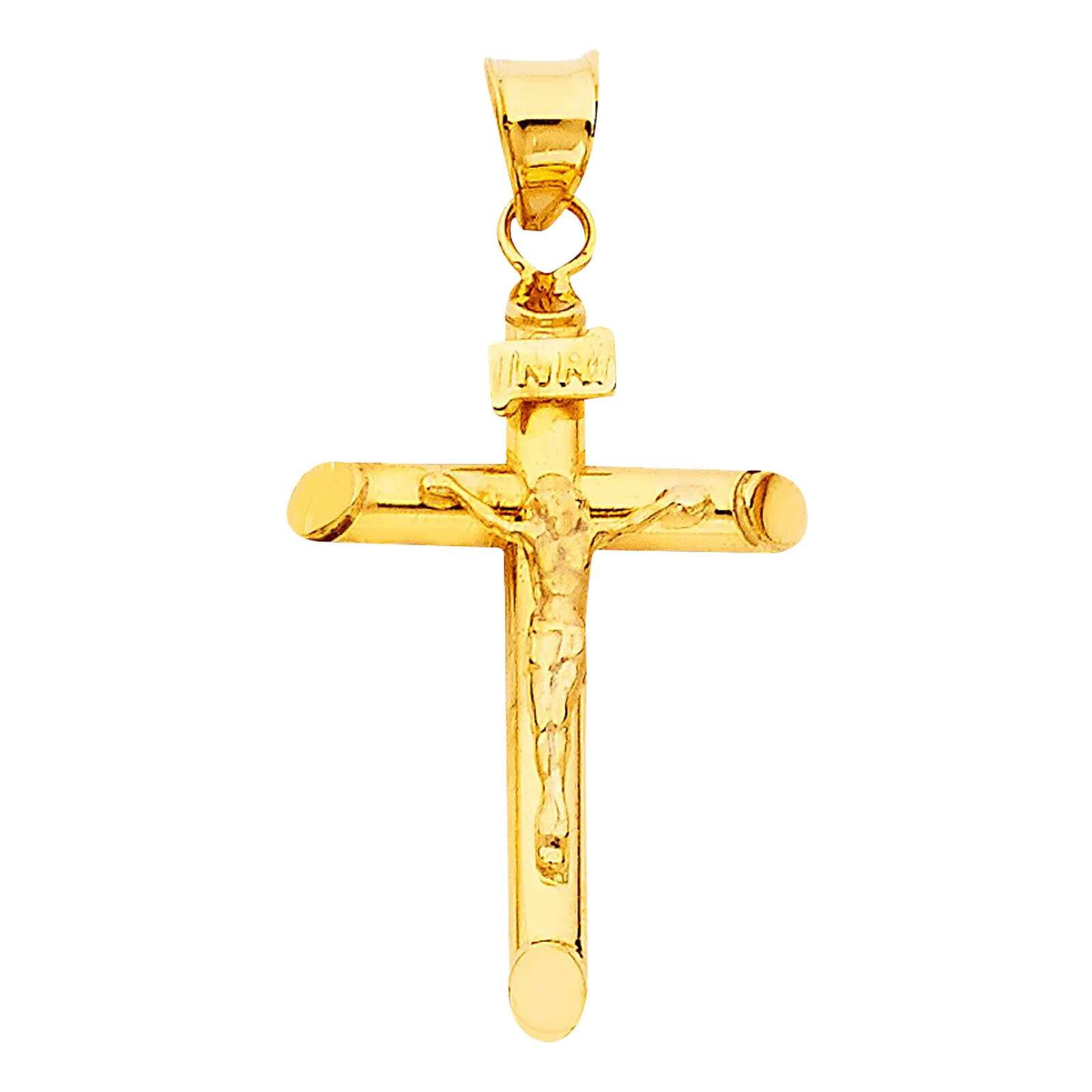 Real 14k Yellow Gold Jesus Crucifix Cross Pendant Charm All Size