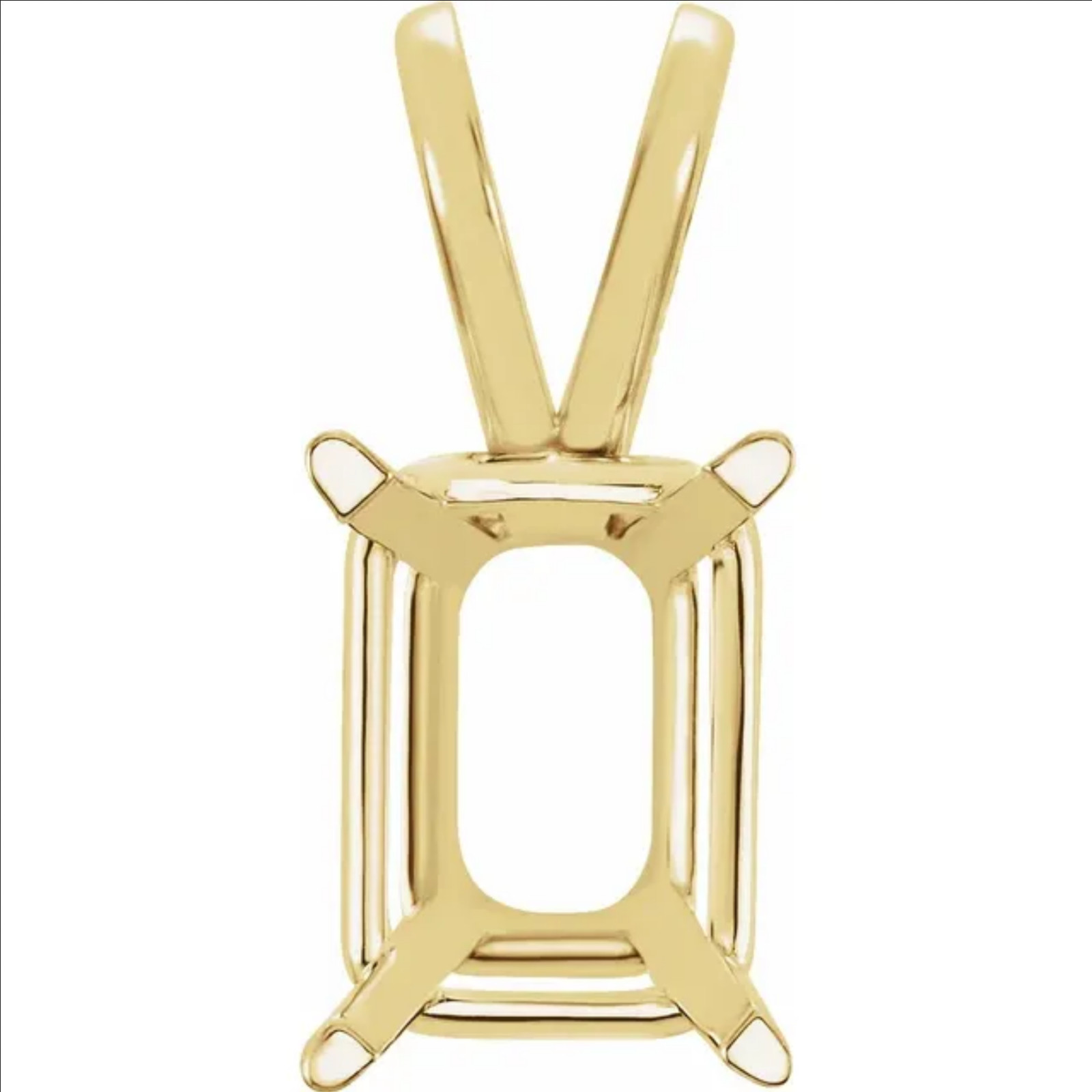 6mm x 8mm Emerald Cut 10k Yellow Gold Basket 4 Prong Pendant Setting Mount USA