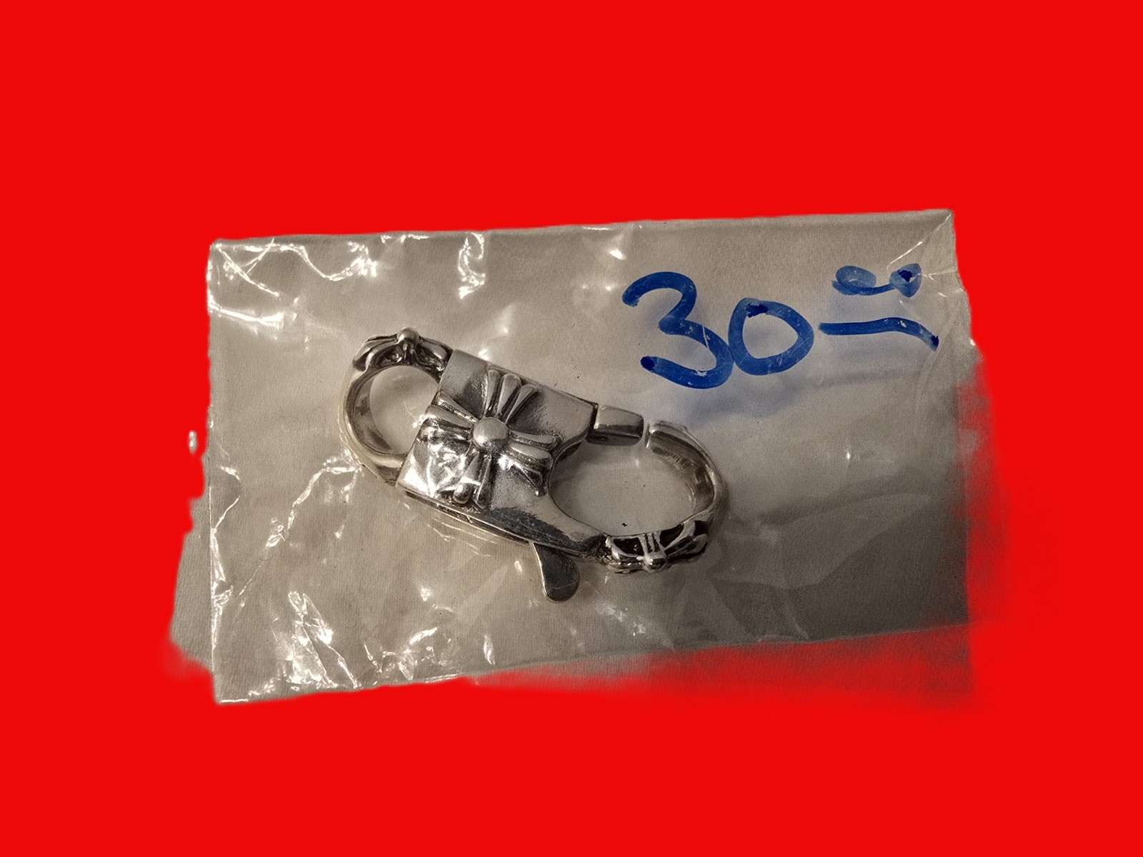 NEW LARGE 34 mm Chrome Hearts Style Cross 925 Sterling Silver Lobster Claw Clasp
