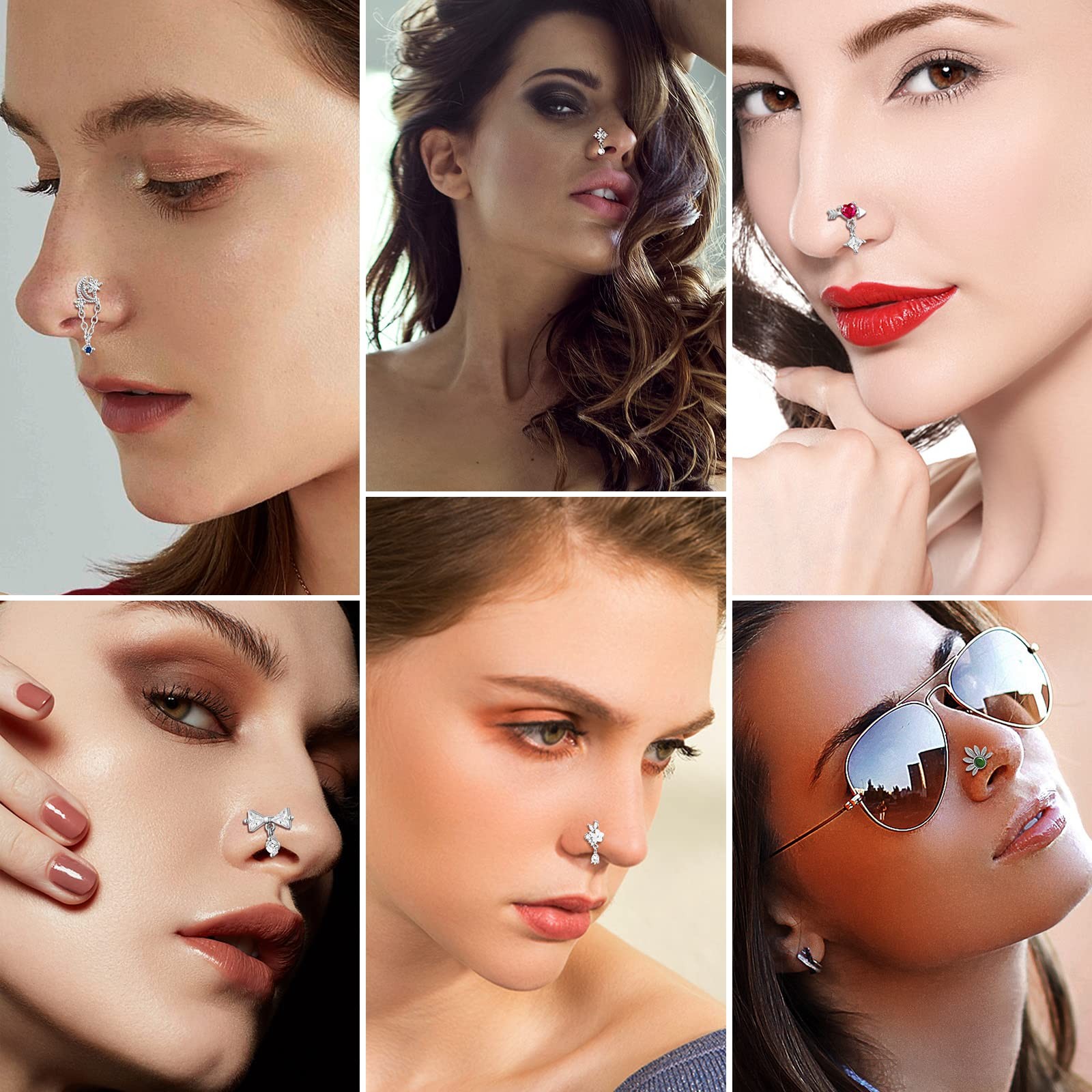18Pcs 18G Nose Rings L Shape Nose Ring Stud for WomenButterfly Nose Ring Hea…