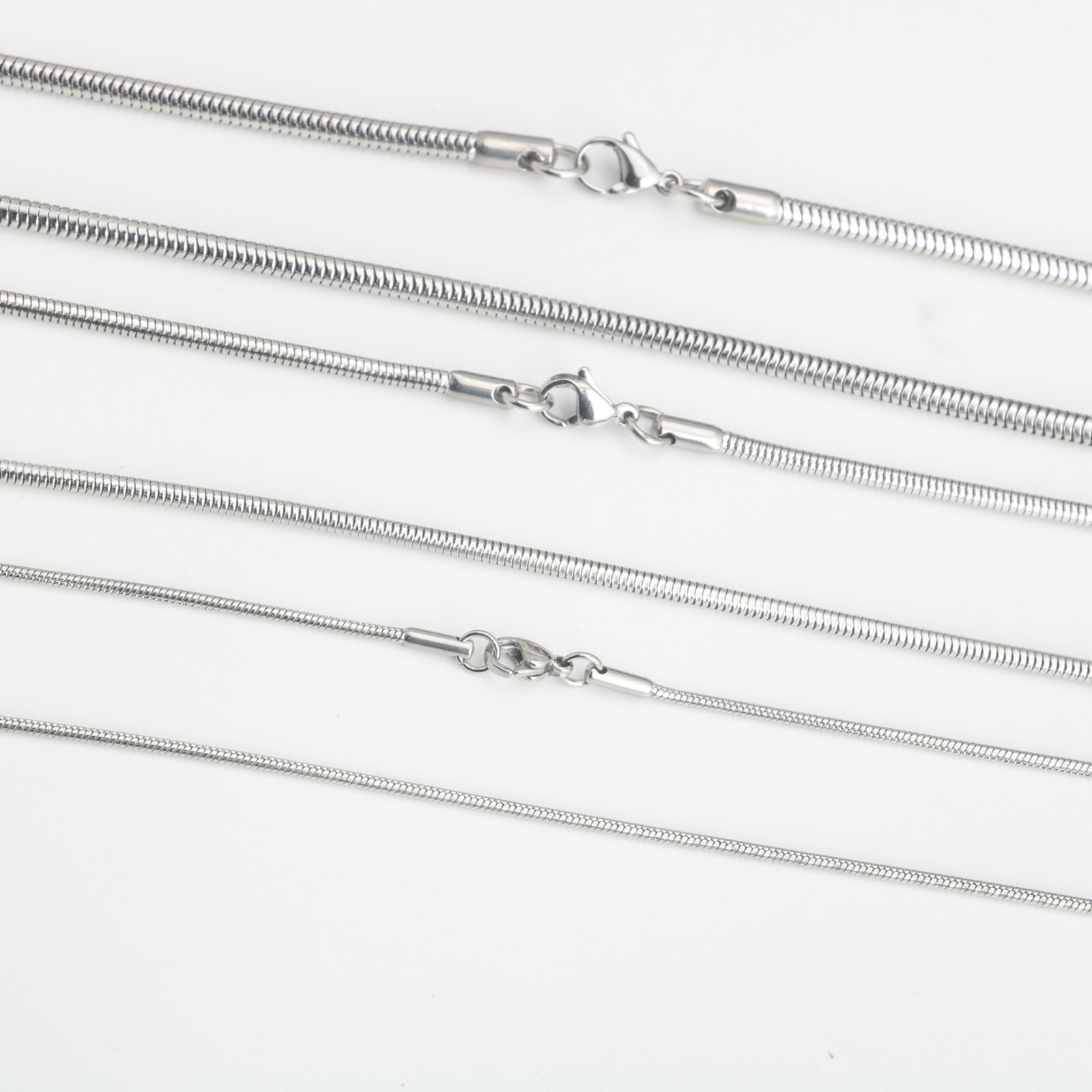 DIY Stainless Steel Silver Round Snake Pendant Chain Necklace Women Men 16-30”