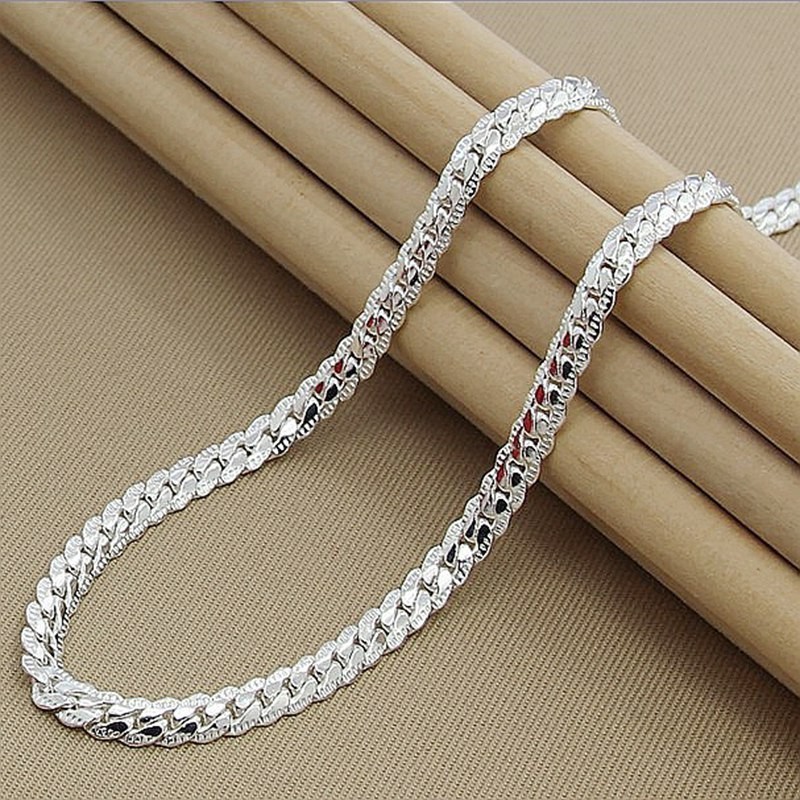 925 Sterling Solid Silver Chain Necklace Jewelry for Women Men Fashion Gift