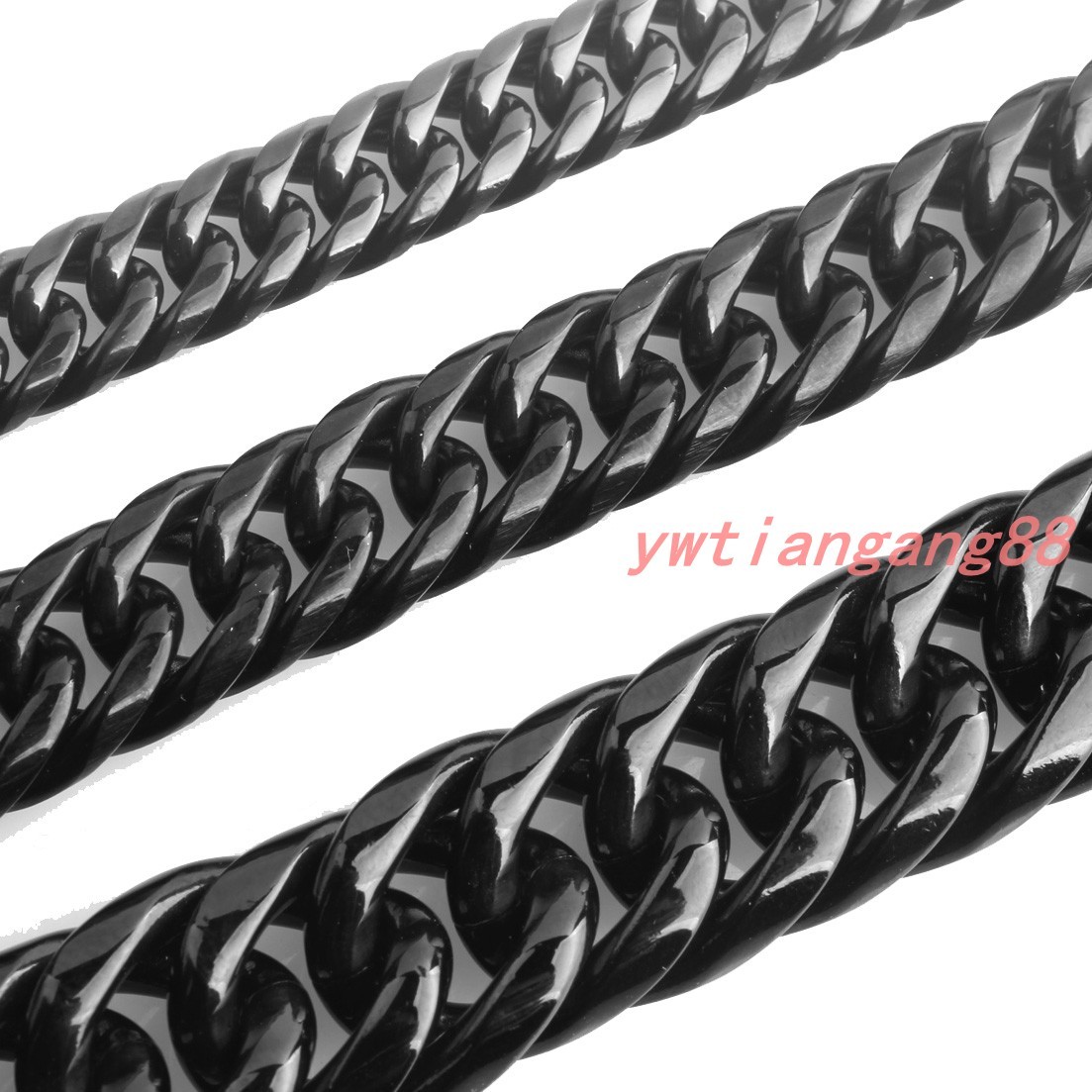 Heavy Stainless Steel Mens 11/13/16/20/22mm Black Cuban Curb Link Chain Necklace