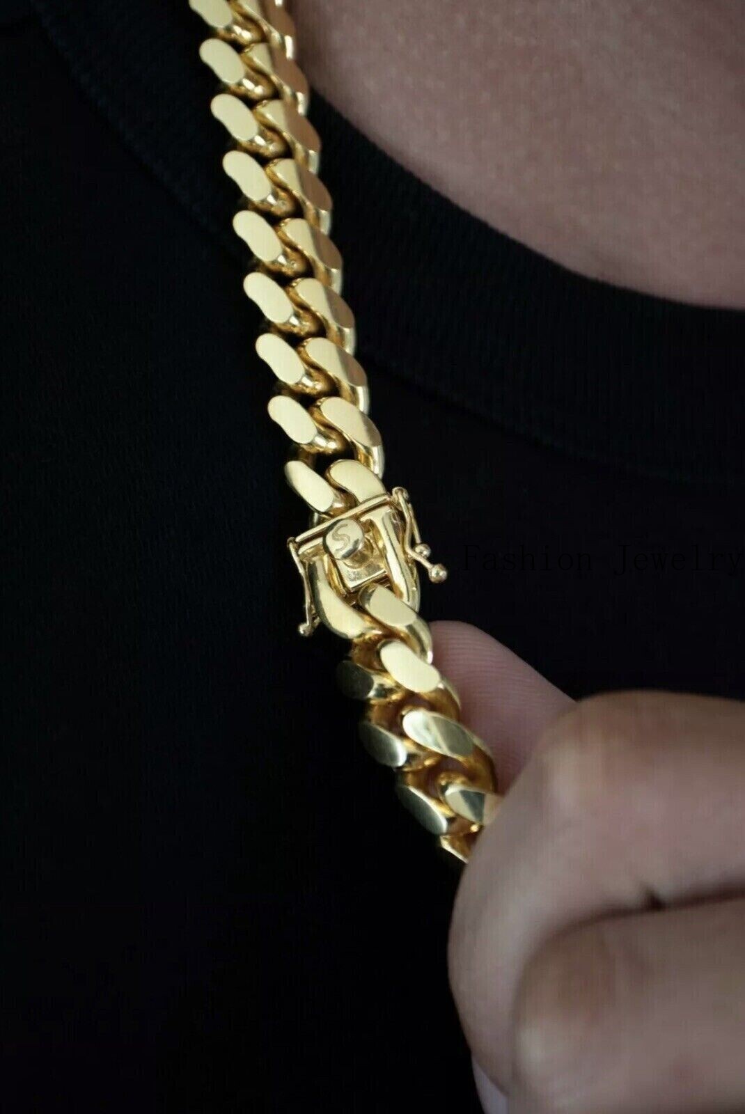 10K Solid Yellow Gold 10mm Miami Cuban Curb Chain 24″ Heavy Necklace Box Clasp