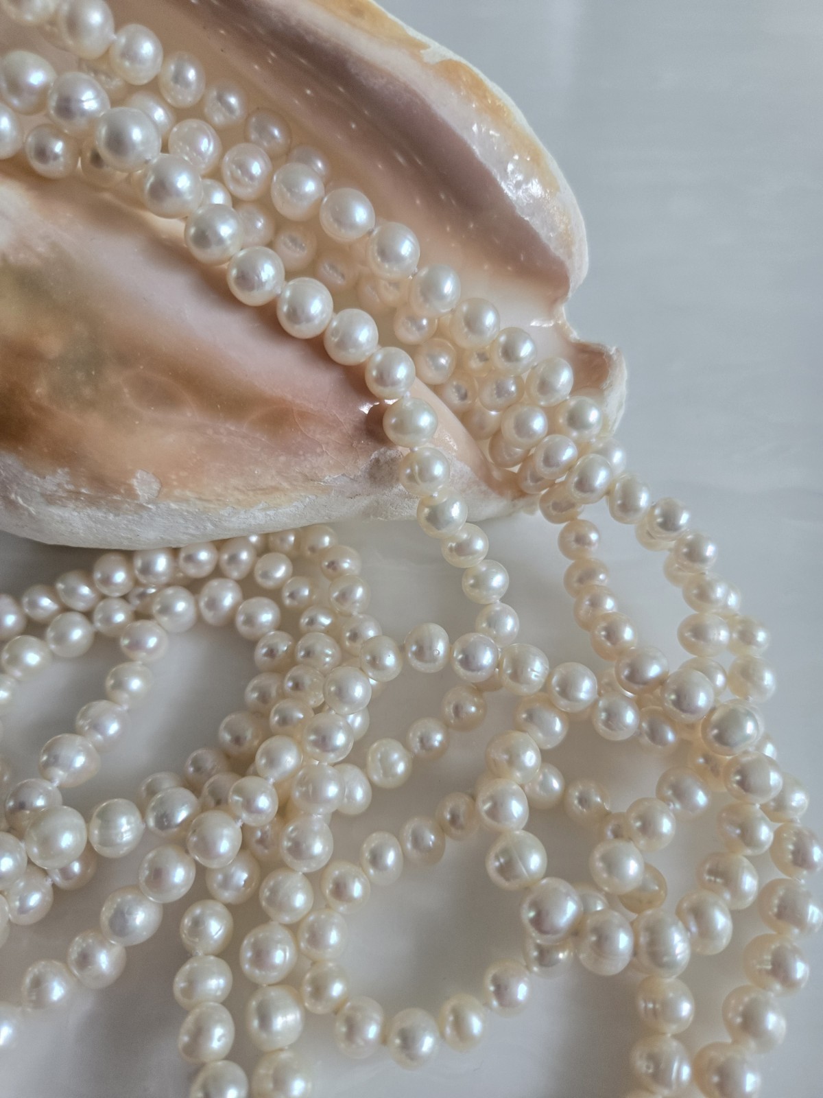 Cultured Freshwater Pearl CFWP Opaque White 100″ Endless Strand Necklace 7-8mm