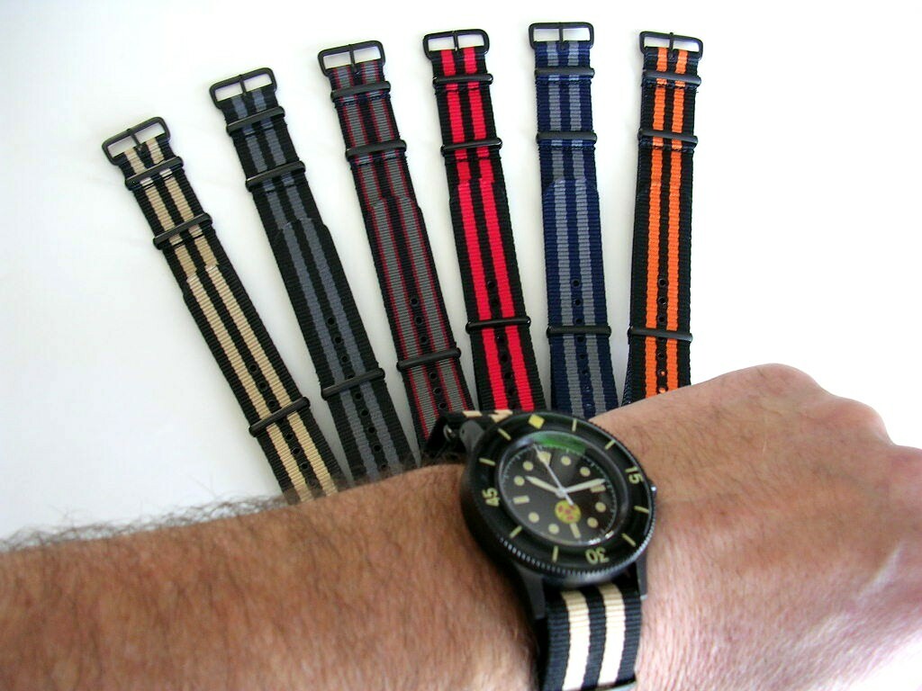 24mm Green NATO G10 PVD Premium Nylon watch band strap RAF IW SUISSE 18 19 20 22