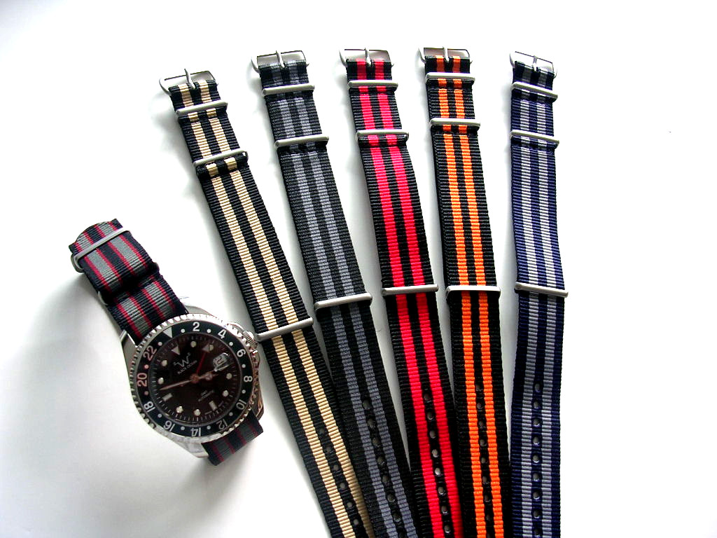 NATO watch strap Black Orange G10 Ballistic Pilot RAF Bond IW SUISSE 18 20 22 24