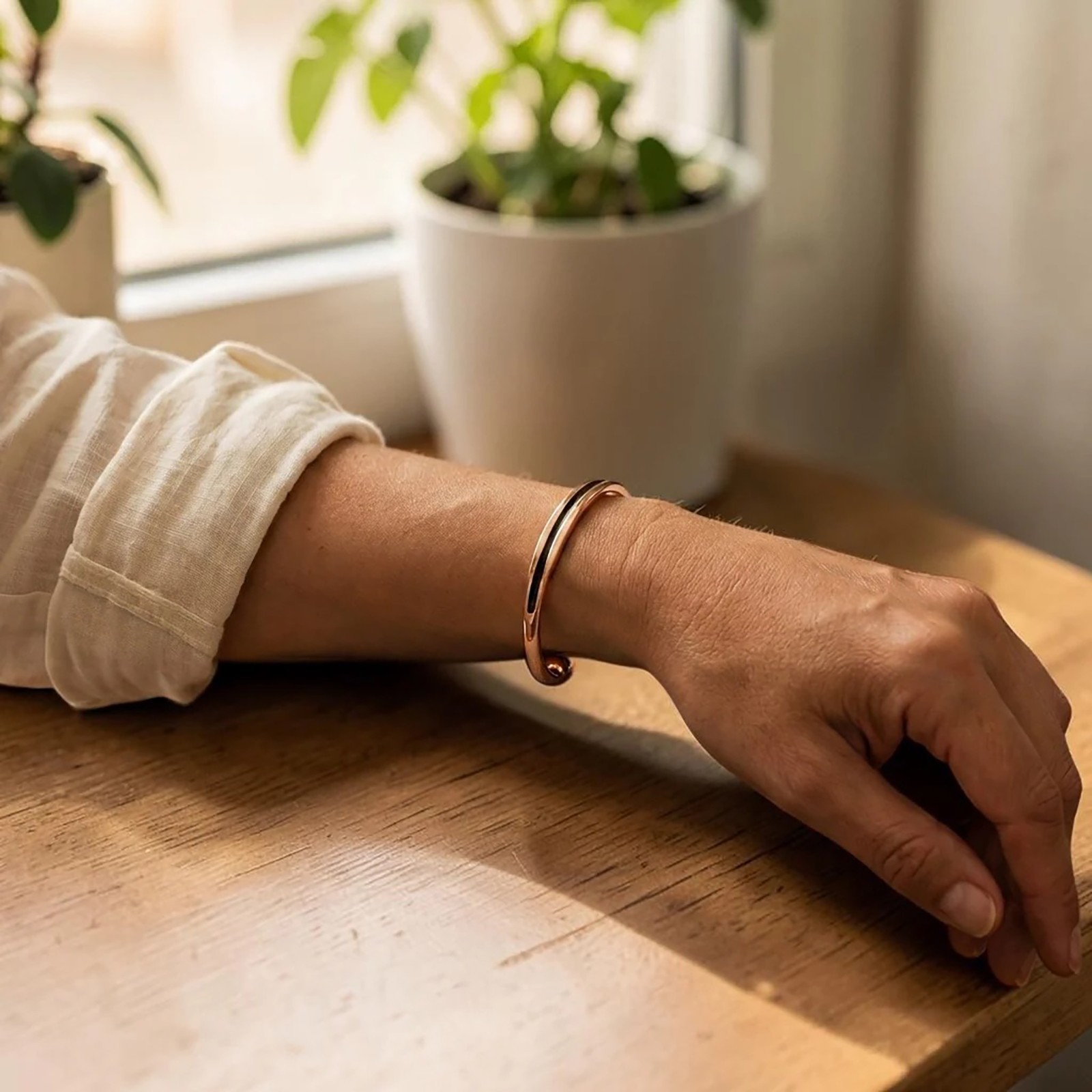 Handcrafted Pure Copper Bangle Vintage Style Open Bracelet Minimalist Jewelry