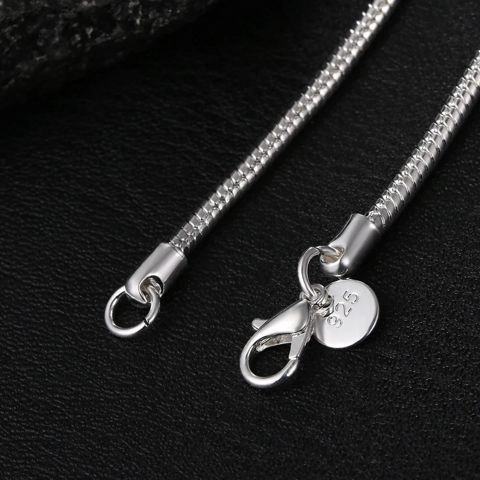 40-75Cm 925 Sterling Silver 1MM/2MM/3MM Solid Snake Chain Necklace for Men Women