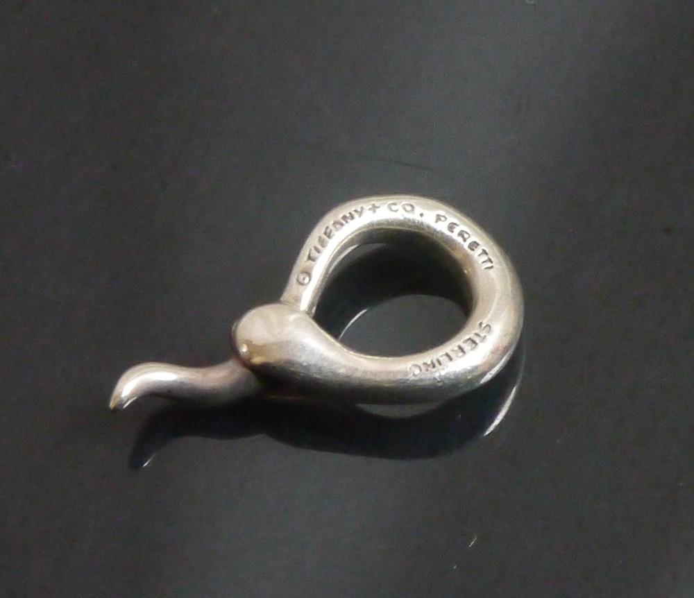 Authentic Tiffany & Co. Necklace top Ouroboros Snake Charm Sterling Silver #1046