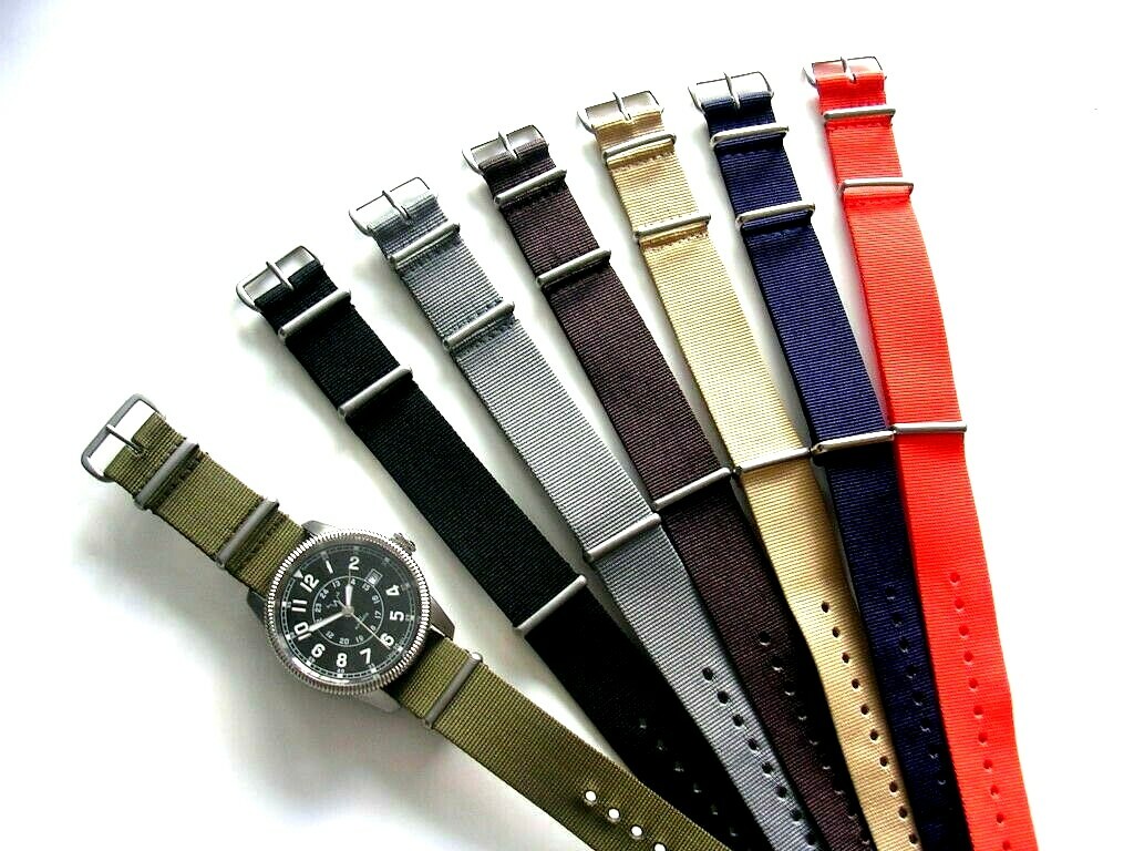 20mm Orange NATO G10 Premium ballistic nylon watch band 2 pak Bond IW SUISSE USA
