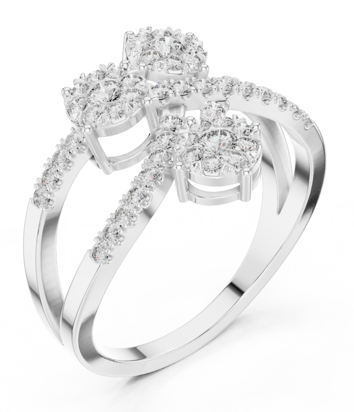 Natural 55 Pc Round Certfied VVS1 White Diamond Wedding Designer Ring 925 Silver
