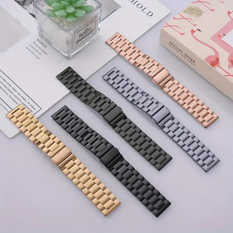 22mm Stainless Steel Watch Band Classic Strap W/ Quick Release Spring Pins