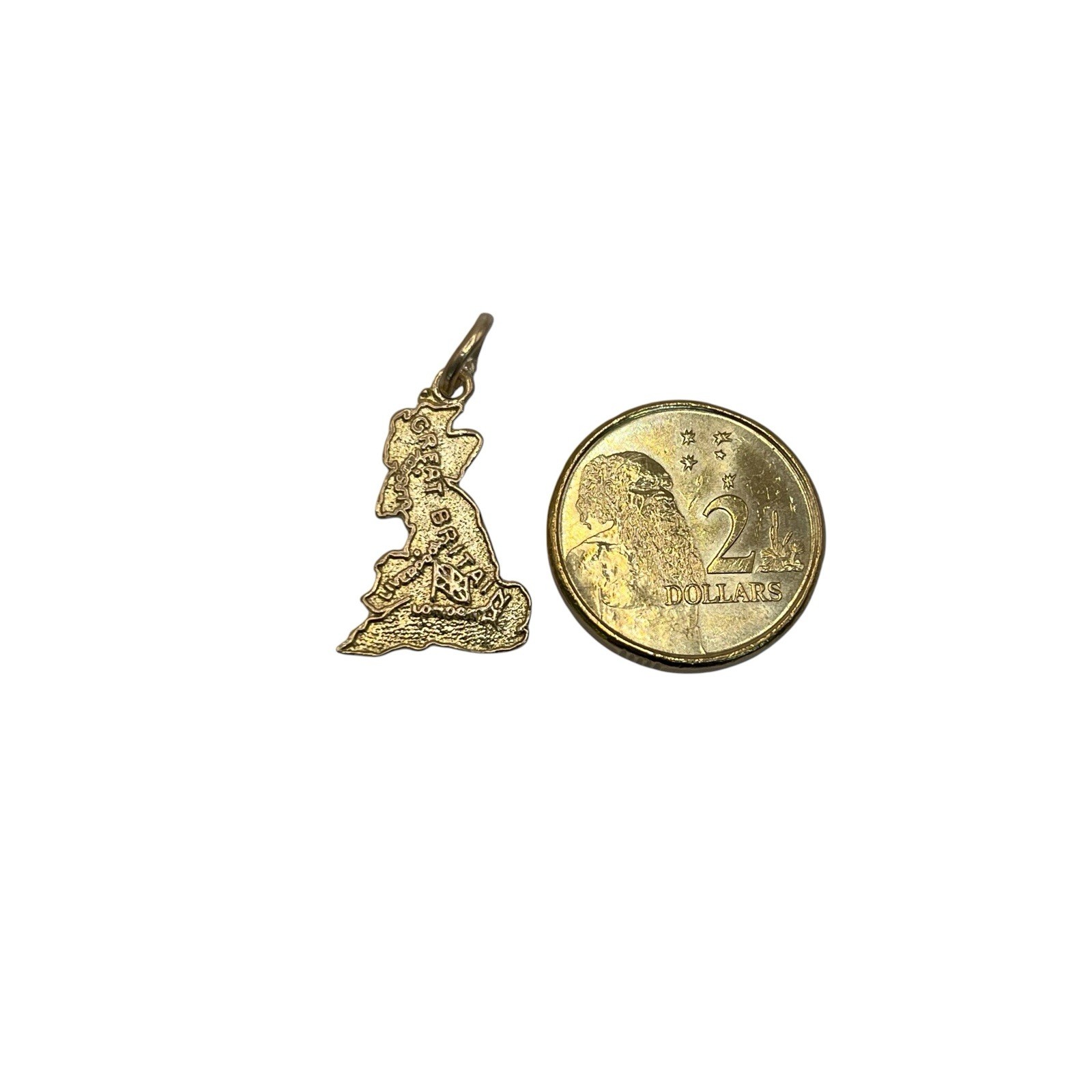 9ct 9K Yellow Gold Map Of Great Britain Pendant 1.41 Grams. Brand New