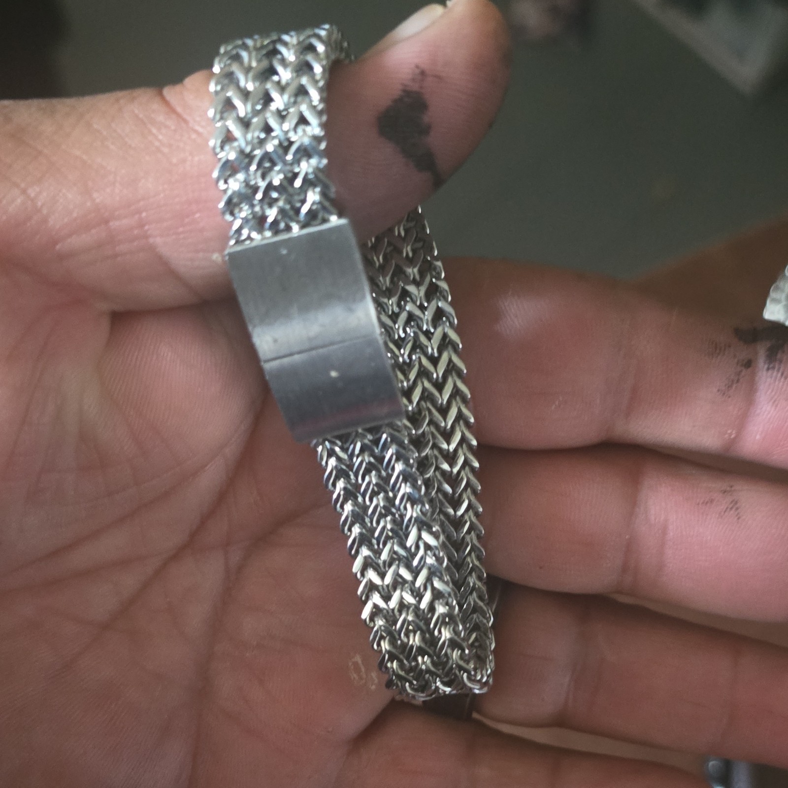 Silver Tone Wheat Chain Link Bracelet, Chain Style, Box Clasp Closure