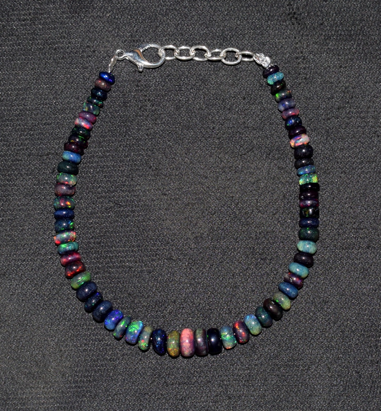 Natural Ethiopian Opal Wello Fire Opal Gemstone Beads 7.5″Bracelet AF0425
