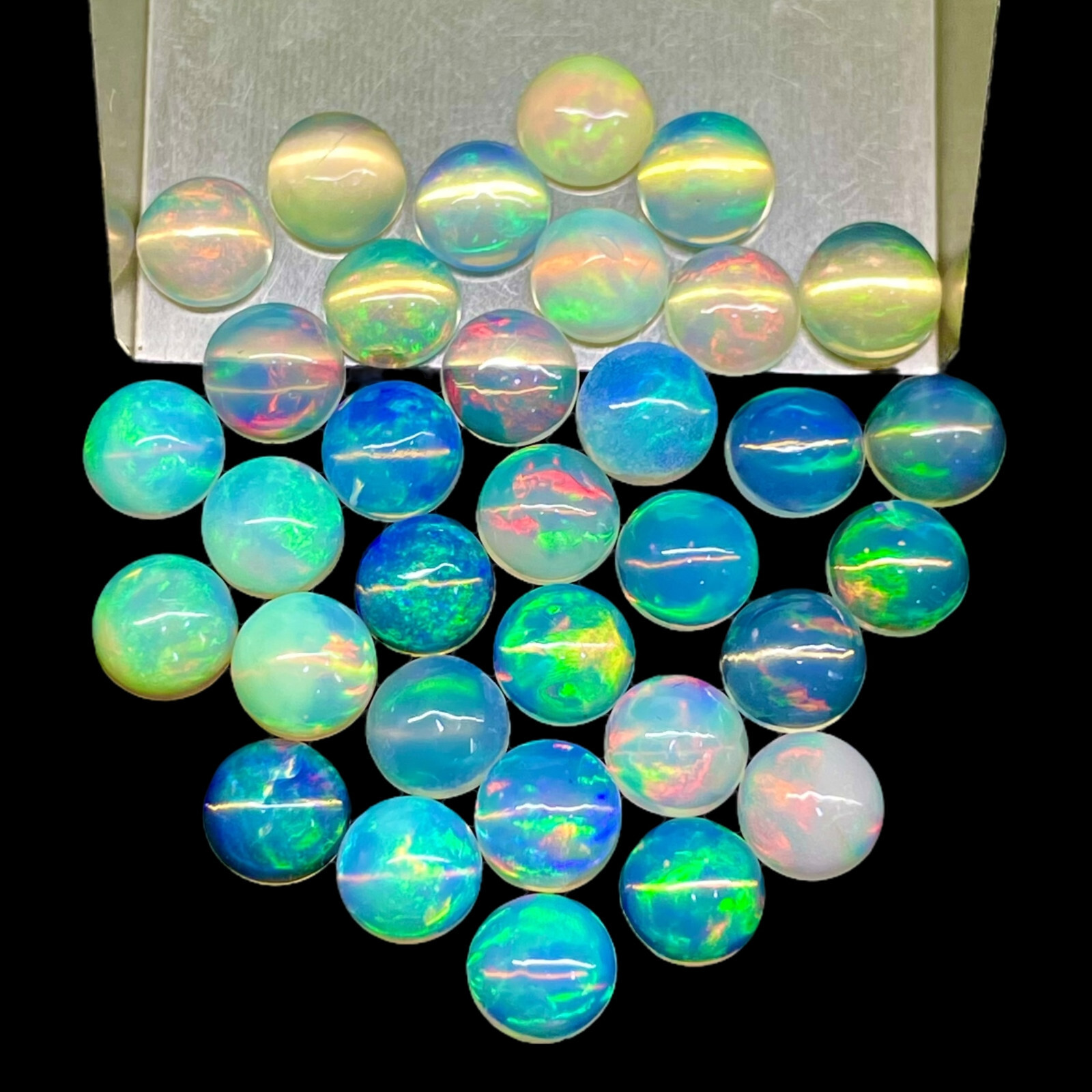 9 Pcs Natural Ethiopian Opal 6mm Round Flashy Loose Cabochon Gemstones Lot