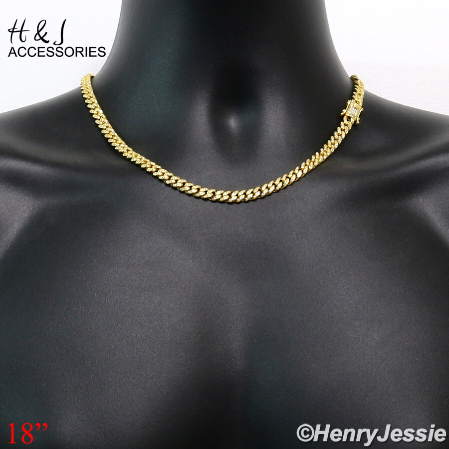 925 STERLING SILVER 18″-30″X6MM GOLD PLATED MIAMI CUBAN CZ NECKLACE*GN19