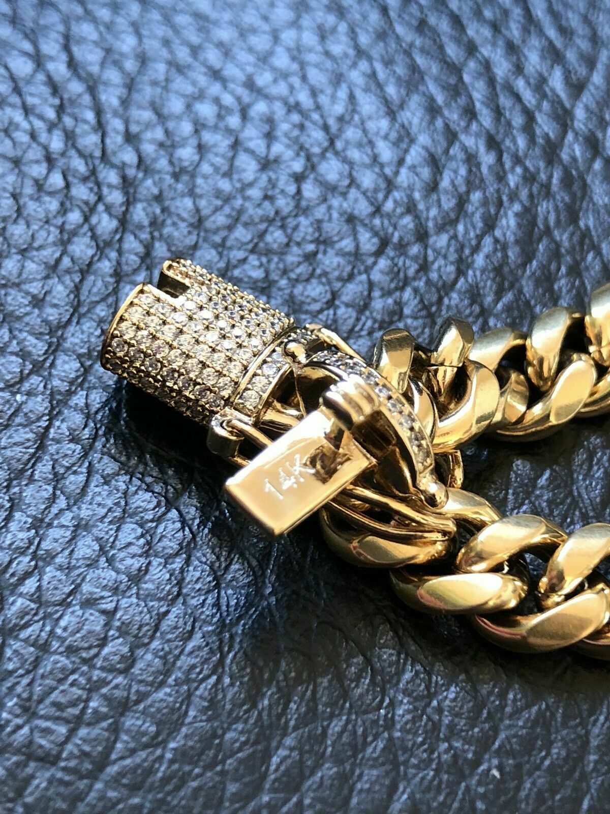 14k Gold Plated Stainless Steel Miami Cuban Link Bracelet Or Chain with CZ Clasp