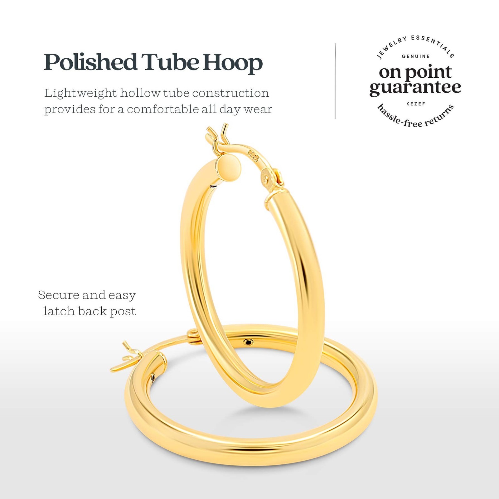 KEZEF 925 Sterling Silver Hoop Earrings For Women High Polished Silver Hoop E…