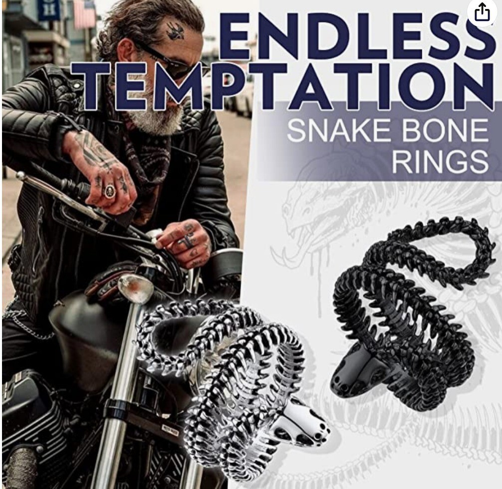 Bandmax Retro Biker Snake Rings Ideal Christmas or Birthday gift