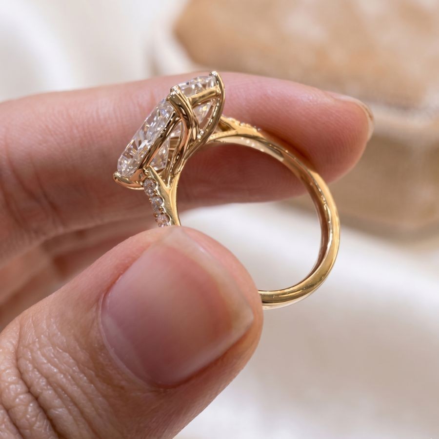 3 Ct Emerald-Cut VS1 Lab Grown Diamond Wedding Engagement Ring 14k Yellow Gold