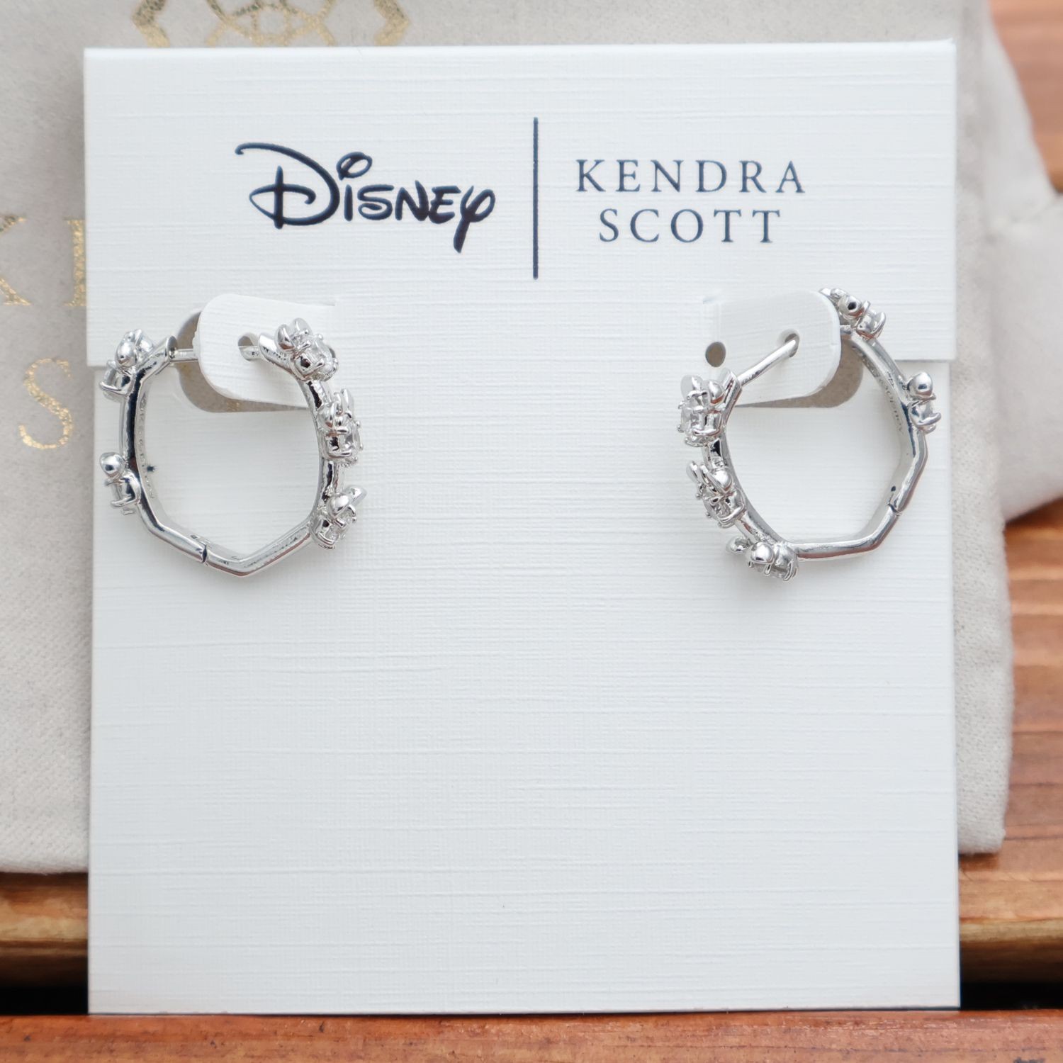 Kendra Scott Disney Silver Huggie Earrings White Cz