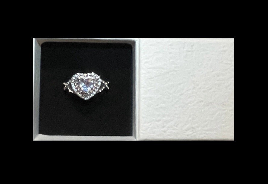 Beautiful White Sapphire Pink Zircon CZ Halo Heart Ring Size 10