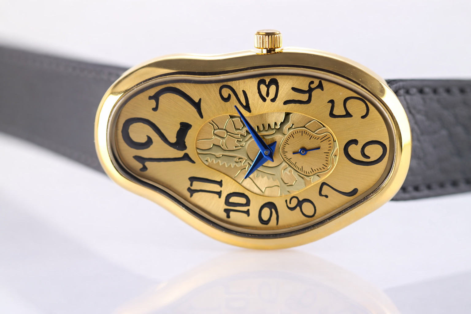Men’s Abstract Melting Watch Asymmetric Masculine Soft Gifts Watch with Subdial