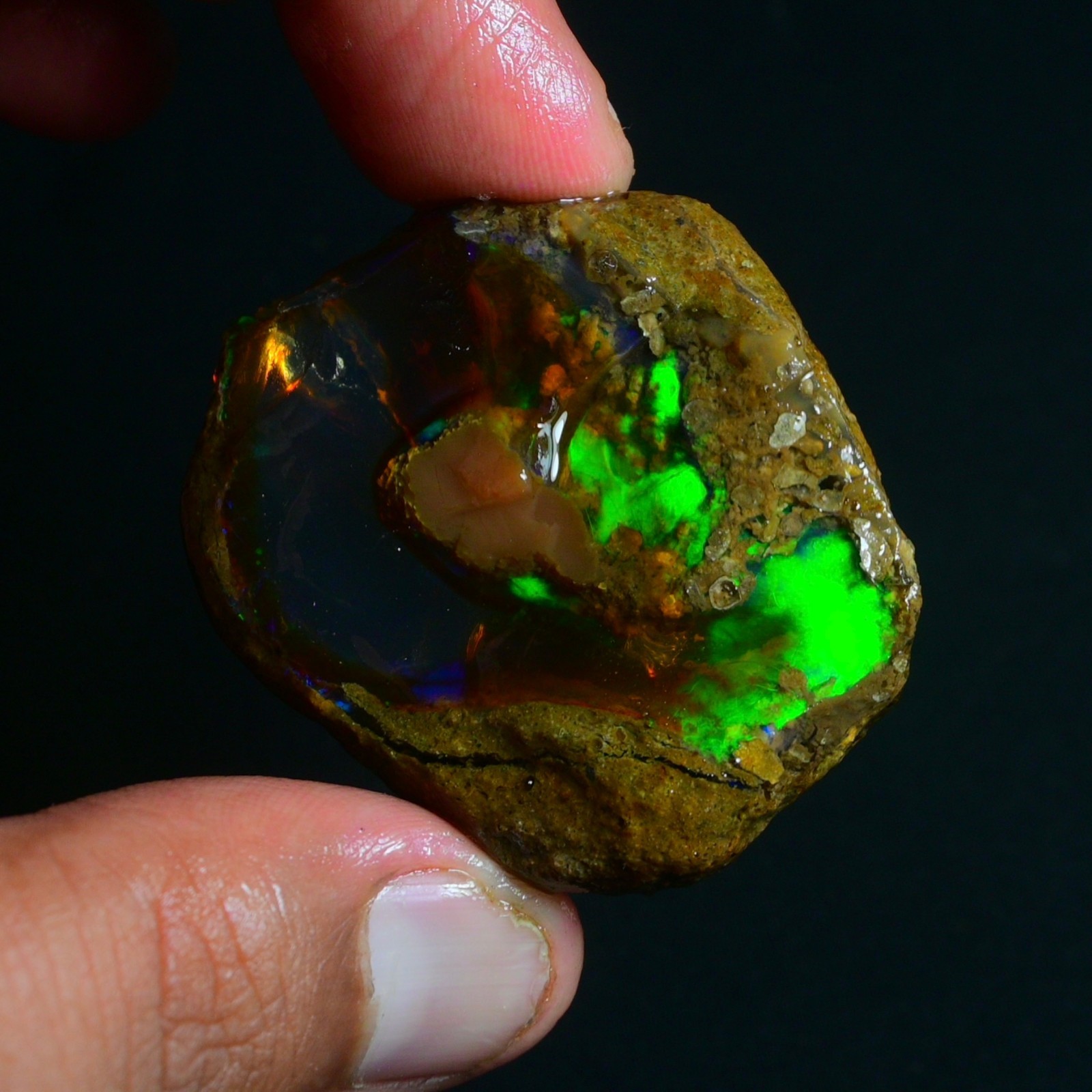 Stunning Multi Fire Natural Ethiopian Oil Opal Rough 141 Cts Raw Opal Specimen
