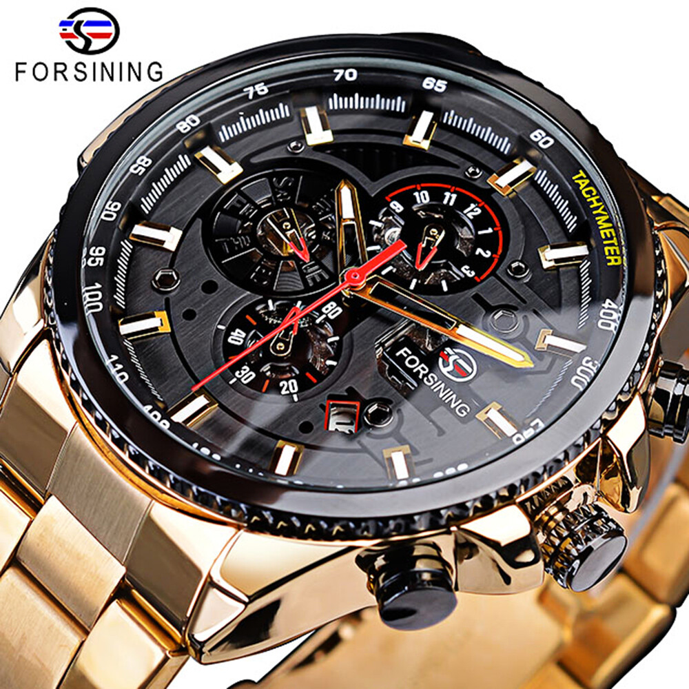 FORSINING Luxury Men Steel Waterproof Automatic Self-Wind Mechanical Wrist Watch