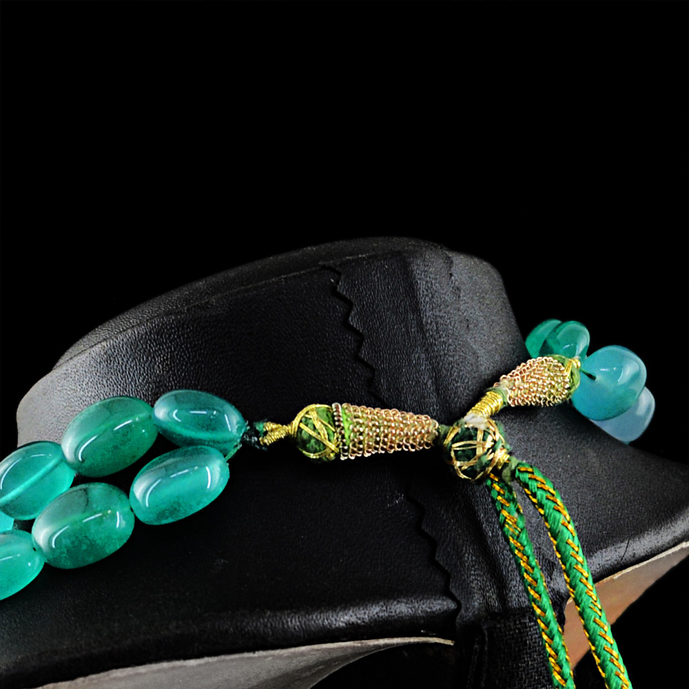 770.00 Cts Earth Mined ENHANCED Emerald Oval Shape Beads Handmade Necklace (DG)