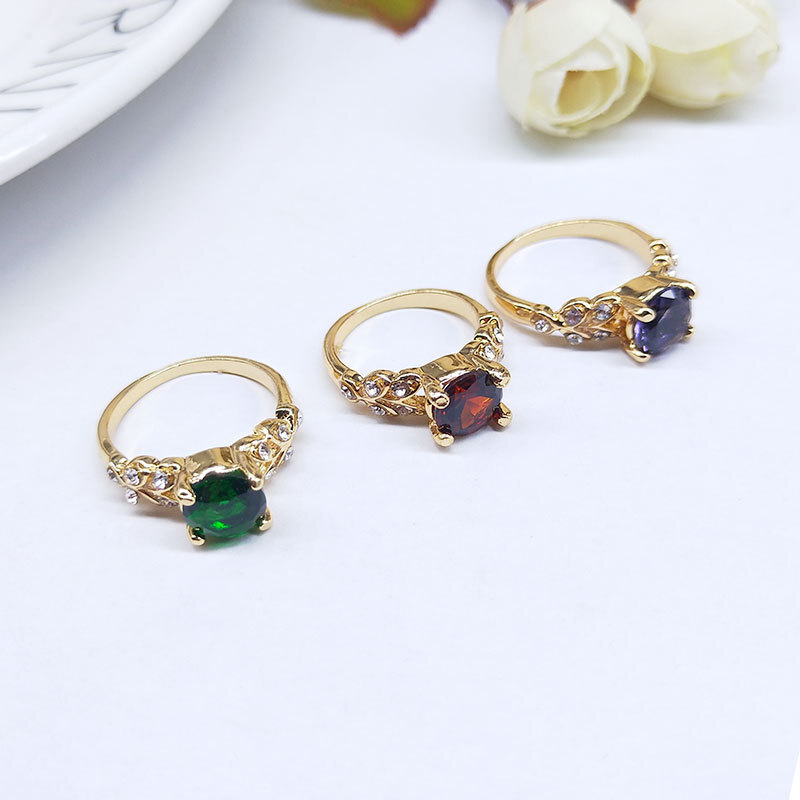 Wholesale Colorful Zircon Crystal Mixed Rings Bulk Finger Band Ring Jewelry Lot
